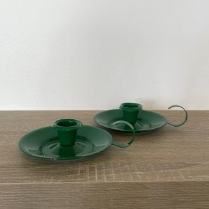 Vintage green metal candle holder